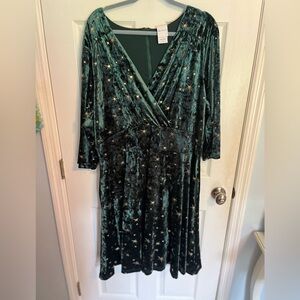 Her Universe Teal Velvet Dress with Star Details